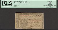 NJ-175 Colonial, 1 Shilling, March 25, 1776 - John Hart Signature, VF+, PCGS-30a, 35197